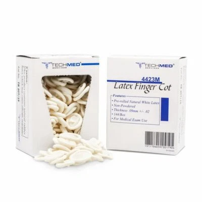 UP to 720 pcs Tech-Med Medical Services Latex Finger Cots,S-XL,Non-Powdered