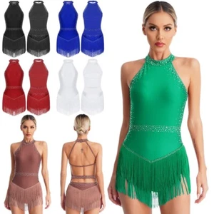 Women's Bodysuit Glitter Dance Leotard Workout Jumpsuit Tango Rompers Backless - Picture 1 of 57