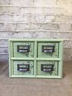 Small Green 4 Drawer Vintage Style Kitchen Haberdashery Apothecary w/ cup handle