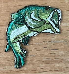 Bass Fish Patch - 1 1/2 inches x 1 1/2 inches - Fish Fishing (iron-on) - Picture 1 of 2