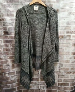Cárdigan azul salvaje Sadie Robertson S gris sudadera con capucha capas bordado dobladillo cuadrado - Imagen 1 de 9
