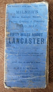 E J L Milner Cloth Map 50 Miles About Lancaster Preston Tebay Ulverston Barrow - Imagen 1 de 4