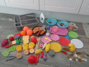 kids role play+play food bundle-iron,fruit,veg,bread,pizza,fries,plates,money+ - Picture 1 of 18