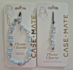 Lot de deux breloques téléphone étoile bleu mat coque - Photo 1 sur 4