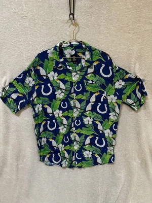 NFL Indianapolis Colts Aloha Hawaiian Camp Shirt Mens 2XL Green Football Palm - Image 1 of 4