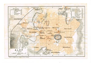 ALEPPO map ORIGINAL city plan 1906  ﺣَﻠَﺐ SYRIA Levant Alep - Picture 1 of 12