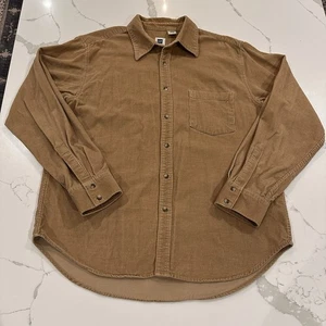 Camisa con botones de pana Gap Factory para hombre L marrón beige algodón occidental preppy - Imagen 1 de 8