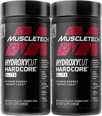 Píldoras de pérdida de peso y energía Muscletech Hydroxycut Hardcore Elite 100 quilates - Paquete de 2 Foto 1 de 4