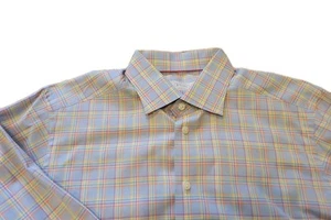 Camisa de vestir Eton York abotonada para hombre 42/16,5 contemporánea multicolor a cuadros - Imagen 1 de 8