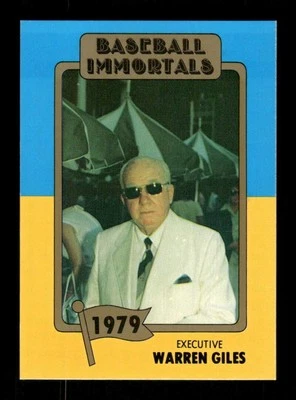 1980 SSPC Baseball Immortals 1st printing no mlb logo 167 Warren Giles EXEC BXCP - Image 1 of 2