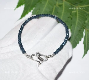 925 Sterling Silver Natural Sapphire Dyed Handcrafted New Beaded Mother Bracelet - Picture 1 of 11