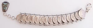 Navajo Handmade Sterling Silver with Turquoise Dime Bracelet by James McCabe - Picture 1 of 2