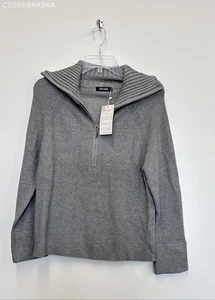 BTFBM Gray Sweater Women’s Ribbed Long Sleeve Helf Zip - Size S - Picture 1 of 6