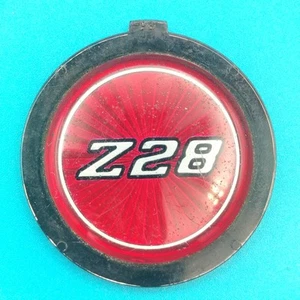 70s CAMARO Z28 HORN CAP EMBLEM RED SILVER Original OEM - Picture 1 of 5