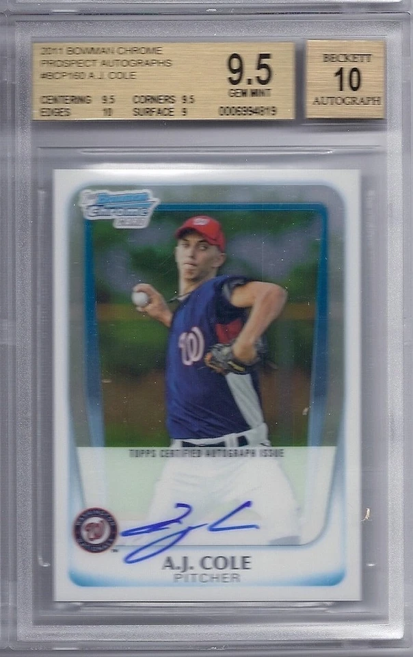 BGS 9.5 2011 Bowman Chrome AUTO AJ Cole RC NATIONALS - Image 1 of 1