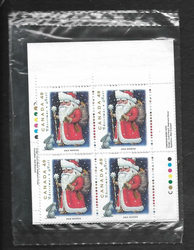 pk98432:Stamps-Canada PO Pack #1500 Christmas Santa 49 cent Plate Block Set-MNH - Image 1 of 1