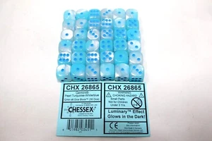 Chessex 	Pearl Turquoise White with Blue 36 Gemini 12mm Luminary Dice - CHX26865 - Picture 1 of 1