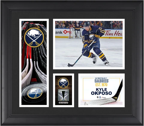 Kyle Okposo Buffalo Sabres Framed 15x17 Collage w/a Piece of GU Puck Cover