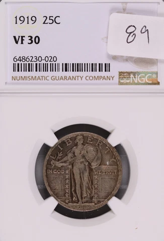 1919 Standing Liberty Silver Quarter NGC VF-30 #0-020 Cover