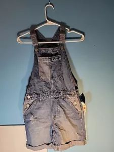 Gap Kids Girls Denim Distressed Overall Shorts Regular Size L - Picture 1 of 8