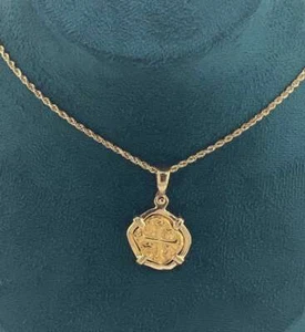 ATOCHA SHIPWRECK GOLD MINI COIN PENDANT HANDMADE WITH 14k SOLID GOLD - Picture 1 of 6