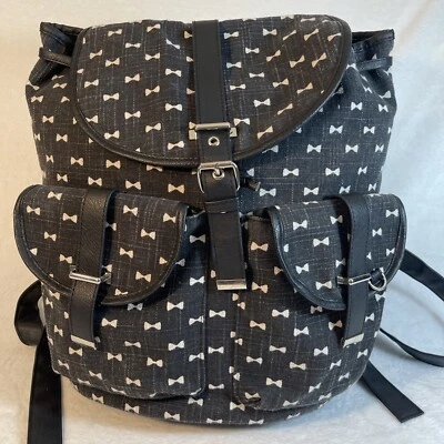 MUDD Gris Carbón Estampado de Lazo Mochila Cartera Boho Bolso para Libros Viaje Foto 1 de 4