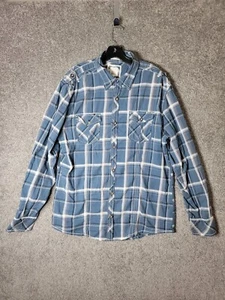 BKE Buckle Mens XL Blue White Plaid Athletic Fit Stretch Button Up Shirt - Picture 1 of 12