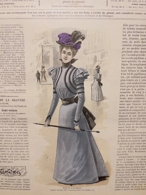 VINTAGE DEKO OBJEKT ZEITSCHRIFT ABBILDUNG DAMEN MODE RETRO SAMMLUNG ILLUSTRATION - Bild 1 von 4