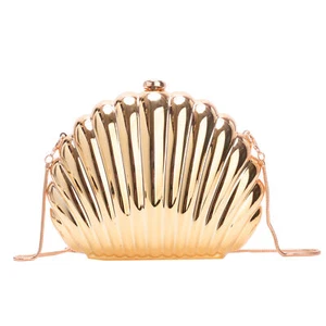 Fashion Women Shell Acrylic Clutch Purse Metal Chain Shoulder Bags for Evening - Picture 1 of 8