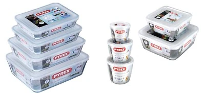 Pyrex Microwave Safe Cook & Freeze Glass Storage Containers - White Plastic Lids - Image 1 of 4