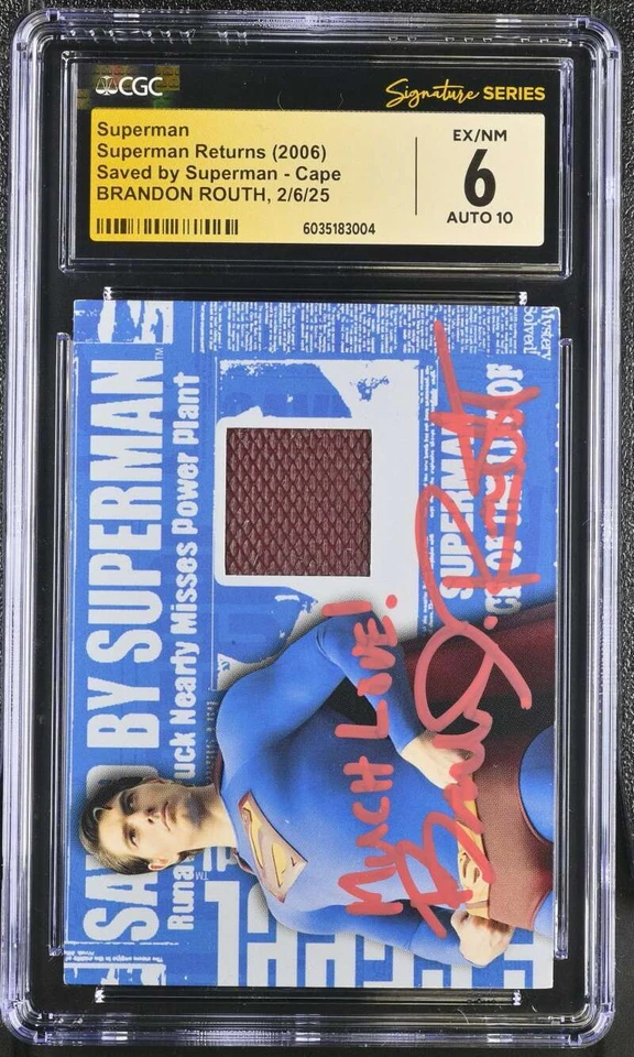 Superman Returns Memorabilia Card Cape SS CGC 6 Auto Routh Costume - Image 1 of 2