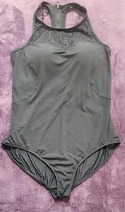 Traje de baño CALIA Carrie Underwood cuello alto recorte de una pieza negro talla 16 - Imagen 1 de 5