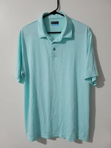 PGA Tour Men’s Polo Golf Shirt Polyester Mint Green Striped Size LG - Picture 1 of 5