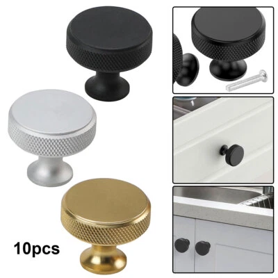 10 Pack 1.2 Inch Brushed Cabinet Knobs Knurled Drawer Door Brushed Round Knob - Image 1 of 4