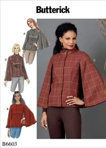 Schnittmuster Butterick 6603 Damencape, Capejacke Gr. 32-48 - Bild 1 von 33