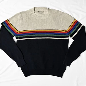 Outerknown Nostalgic Sweater Mens Size M Rainbow Waffle Knit Organic Cotton NEW - Picture 1 of 6