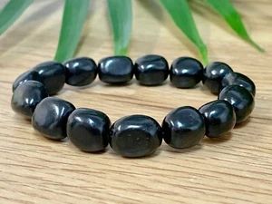 Jet Bracelet Stretchy Jet Nugget Bracelet Gemstone Crystal Reiki Wicca Chakra - Picture 1 of 9