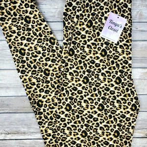 PLUS schwarz braun Gepard Leopard Leggings Tiermotiv butterweich 10-18 TC - Bild 1 von 4
