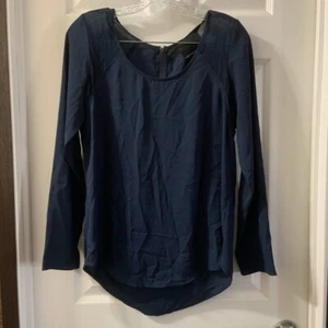Harlowe & Graham Damen Marineblau U-Ausschnitt Langarm Top Gr. S - Bild 1 von 8