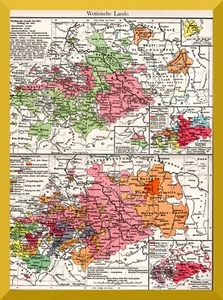 Wettinische Lande +Historische Karte+ Sachsen, Mark Meißen, Vogtland, Brehna - Bild 1 von 4