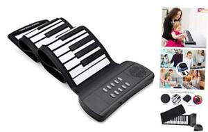 61 Keys Roll Up Piano keyboard piano Upgraded Portable Rechargeable Black