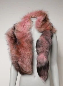 DOLCE & GABBANA Scarf Pink Frost Fox Fur Neck Warmer Winter 120cm x 35cm 2190usd - Picture 1 of 8