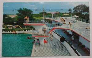 STAMPMART : MALAYA PENANG COLOURFUL BRITANNIA SWIMMING POOL CLUB PC 1960 TO USA - Picture 1 of 3