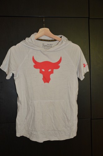 Under Armour Felpa con Cappuccio Ragazzo Camicia Corta Taglia Youth Large Off White Usata