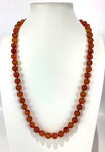 Handmade Carnelian Bead Necklace with Gold Filled Clasp 26 inch - Picture 1 of 7