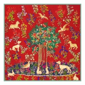 Medieval Animal Tree of Life detail Lady Unicorn Counted Cross Stitch Pattern - Picture 1 of 10