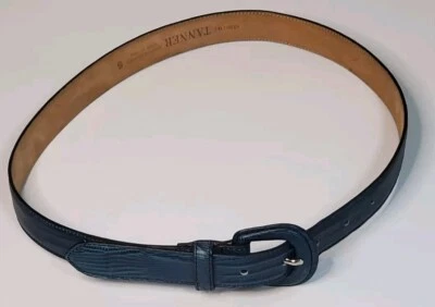TANNER Genuine Leather  Reptile Embossed Belt/Green  Blue Size S EUC - Imagem 1 de 4