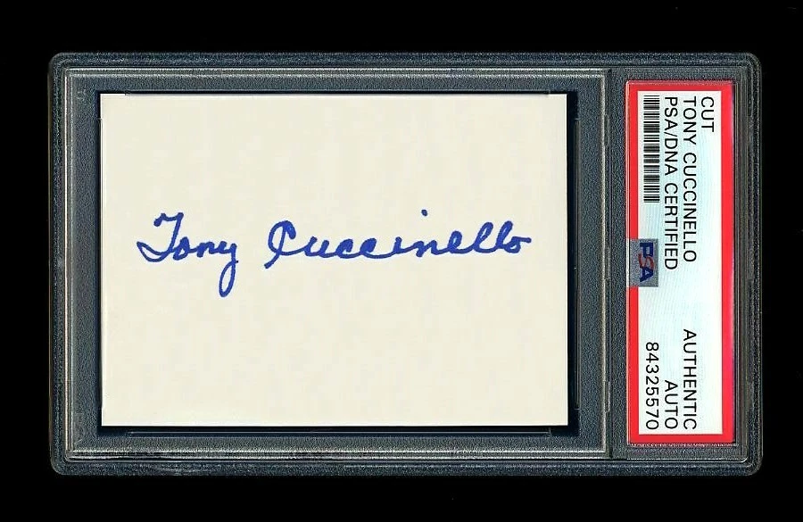 TONY CUCCINELLO SIGNED MINT CUT PSA/DNA AUTOGRAPHED BROOKLYN DODGERS 3X ALL STAR - Image 1 of 1