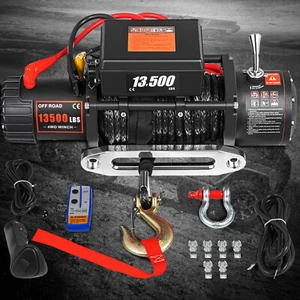 Recupero Verricello Elettrico 13500lb / 6123,5 kg 12V Telecomando in Sintetica - Zdjęcie 1 z 12