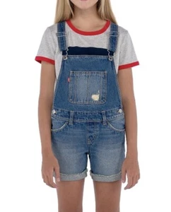 Levi's Blue Denim Distressed Short Overalls 100% Cotton Size 16 Brand New - Picture 1 of 10
